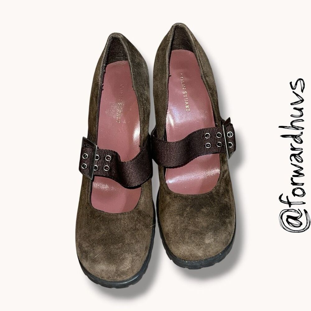 Colin Stuart Y2K Brown Suede Mary Jane Heels Women’s Approx 8